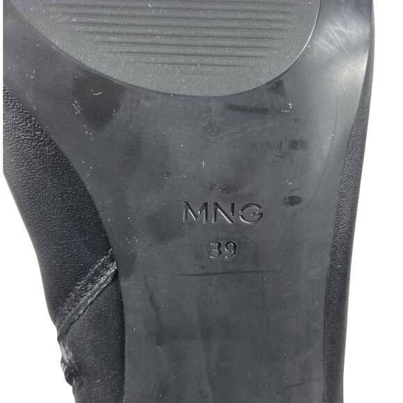Mango Leather High Heel Tall Boots Black Size 39/ 8.5 - Picture 11 of 13